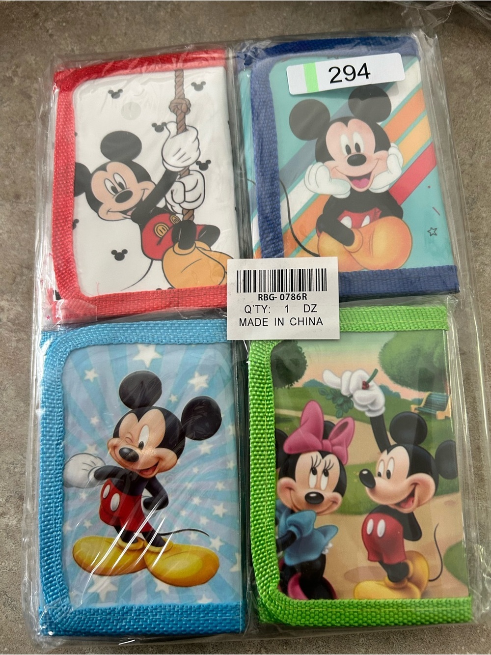 4/$50 Mickey Mouse Kids Party wallets Velcro- Multicolor
